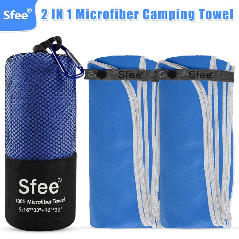 Sfee 2 Pack Microfiber Travel Towel, Quick Dry Camping Towel Super Absorbent Compact Lightweight Sports Gym Towels Set for Gym, Hiking, Pool, Backpacking, Bath, Yoga - Image 2